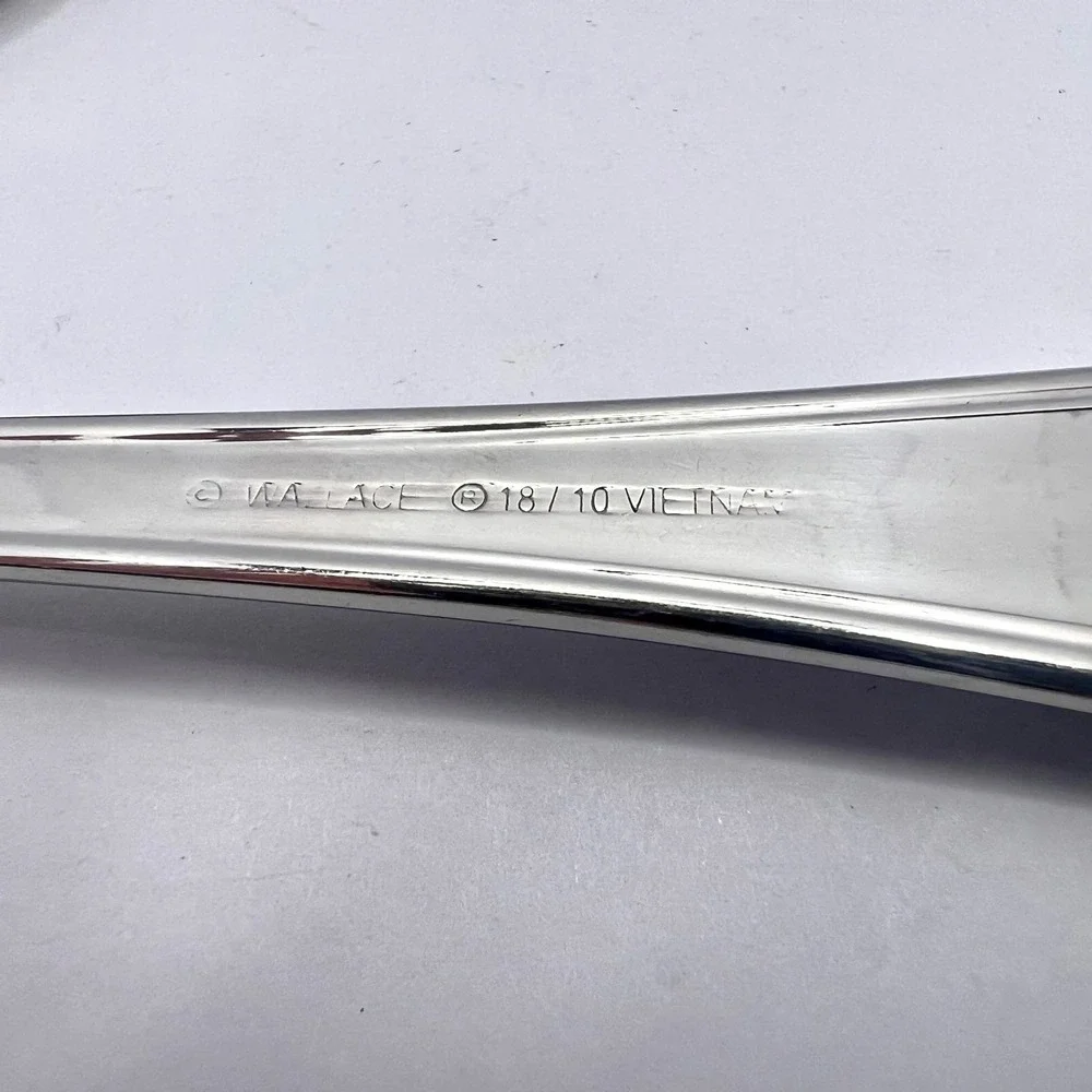 Wallace Silver Chatham Bead Oval Soup Spoon‎ Set of 2 Stainless Steel Vietnam